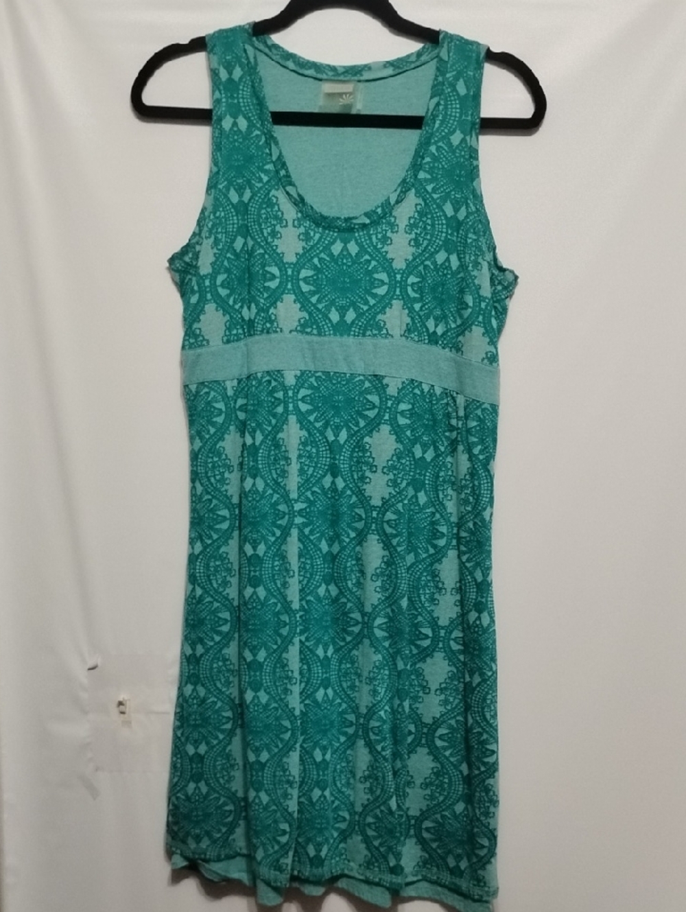 Athleta Abstract Teal Lace-Style Midi‎ Dress